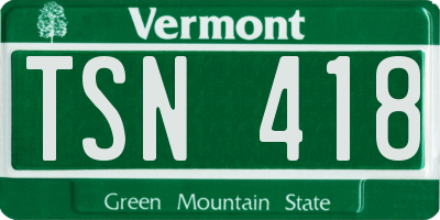 VT license plate TSN418