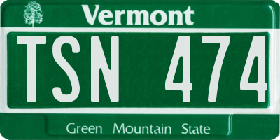VT license plate TSN474