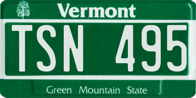 VT license plate TSN495