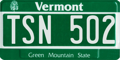 VT license plate TSN502