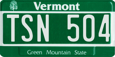 VT license plate TSN504