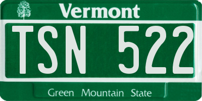 VT license plate TSN522
