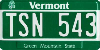 VT license plate TSN543
