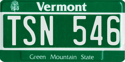 VT license plate TSN546
