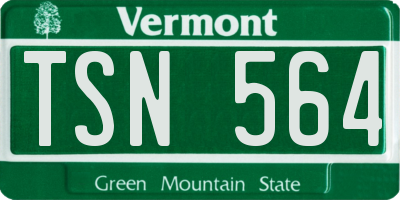 VT license plate TSN564