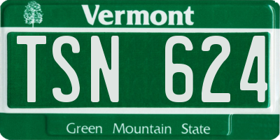 VT license plate TSN624