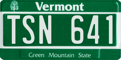 VT license plate TSN641