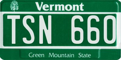 VT license plate TSN660