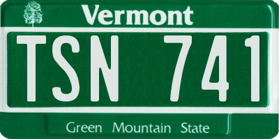 VT license plate TSN741