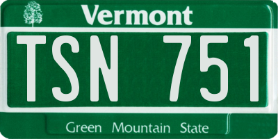 VT license plate TSN751