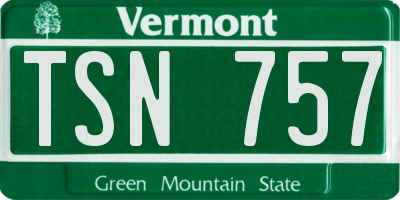 VT license plate TSN757