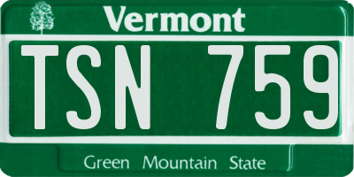 VT license plate TSN759