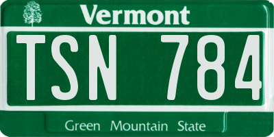 VT license plate TSN784