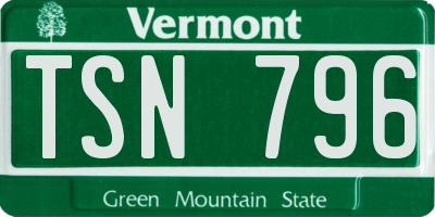 VT license plate TSN796