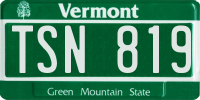 VT license plate TSN819
