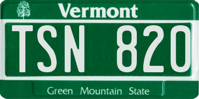 VT license plate TSN820
