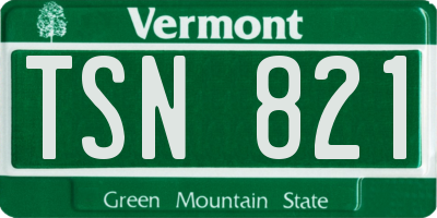 VT license plate TSN821