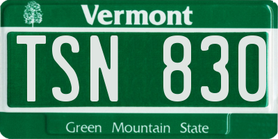 VT license plate TSN830