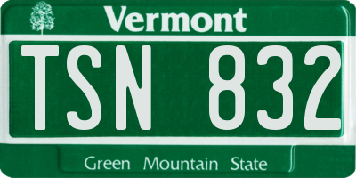 VT license plate TSN832