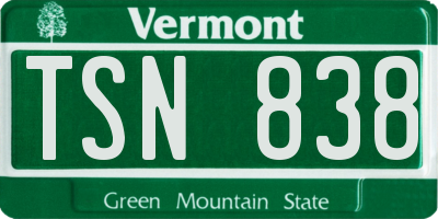 VT license plate TSN838