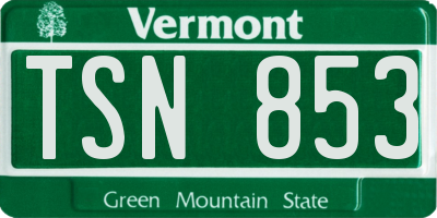VT license plate TSN853