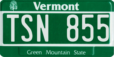 VT license plate TSN855