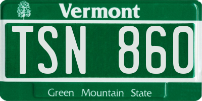 VT license plate TSN860
