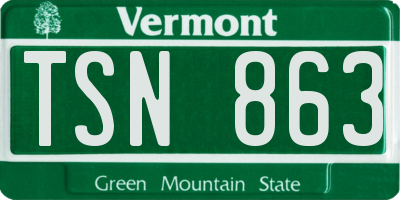 VT license plate TSN863