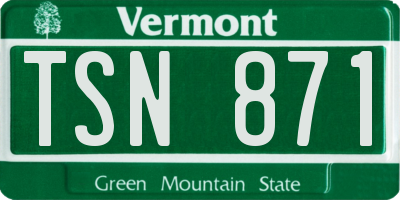 VT license plate TSN871