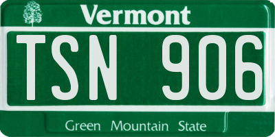 VT license plate TSN906