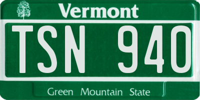 VT license plate TSN940