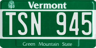 VT license plate TSN945