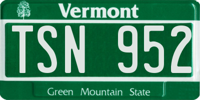 VT license plate TSN952