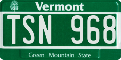 VT license plate TSN968