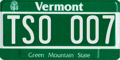VT license plate TSO007