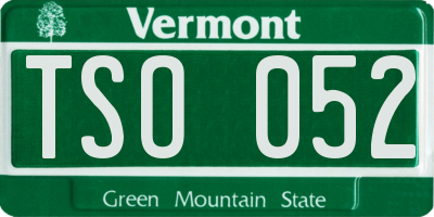 VT license plate TSO052