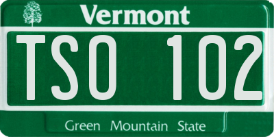 VT license plate TSO102