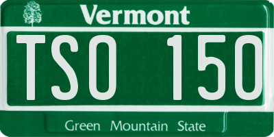 VT license plate TSO150
