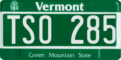 VT license plate TSO285
