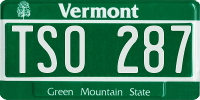 VT license plate TSO287