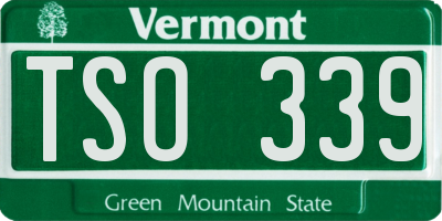 VT license plate TSO339