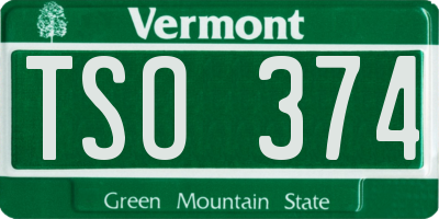 VT license plate TSO374