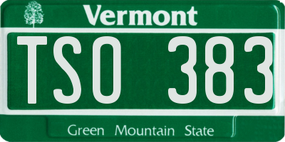 VT license plate TSO383
