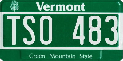 VT license plate TSO483