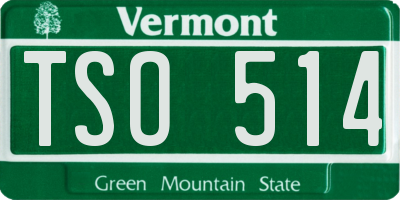 VT license plate TSO514