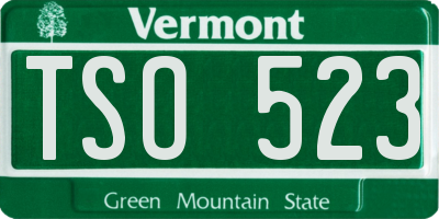 VT license plate TSO523