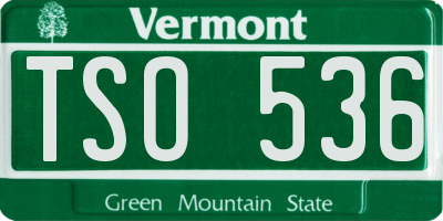 VT license plate TSO536