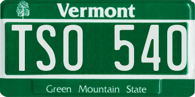 VT license plate TSO540