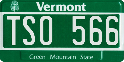 VT license plate TSO566