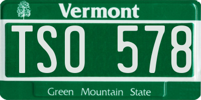 VT license plate TSO578